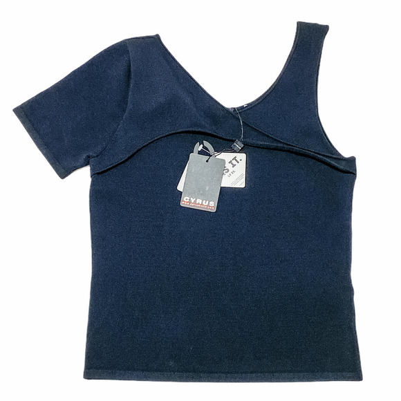 CYRUS Black Lycra One-Shoulder Blouse Medium NWT - Picture 5 of 11